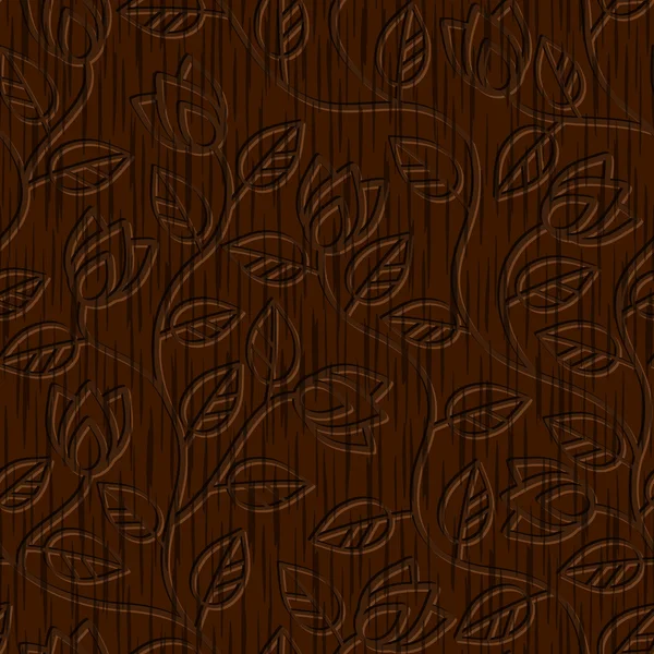 Безшовний абстрактний дерев'яний різьблений квітковий орнамент — стоковий вектор