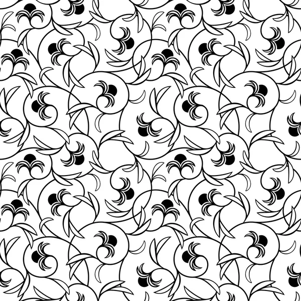 Flores abstractas fondo negro sin costuras — Vector de stock