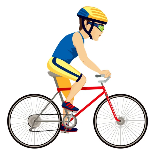 Young Professional Man Cyclist Cycling Happy Riding Bike — Stock Vector