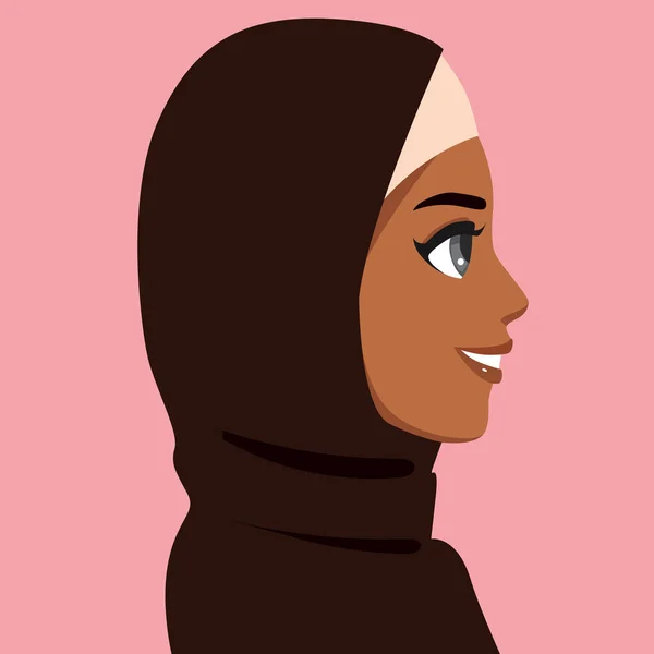 ヒジャーブを身に着けているムスリム女性のプロフィールサイドアバターのイラスト — ストックベクタ