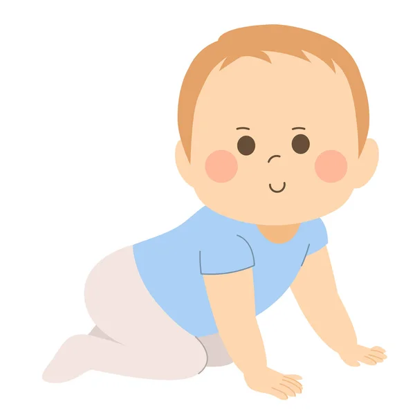 赤ん坊の男の子は床に這う最初のステップを作ることを学ぶ — ストックベクタ