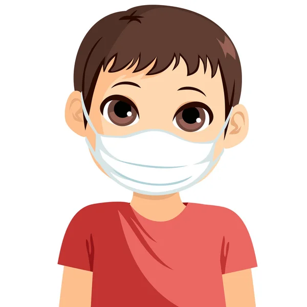 Niño Pequeño Con Máscara Médica Protegerse Del Virus — Vector de stock