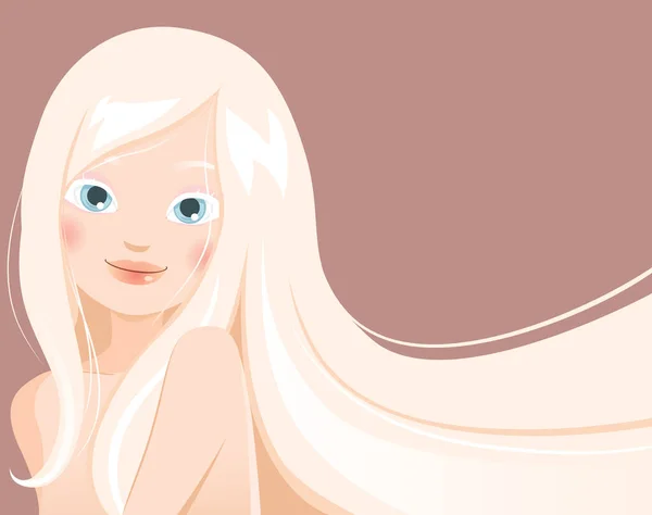 Retrato Beleza Uma Mulher Albina Com Cabelos Brancos Longos —  Vetores de Stock