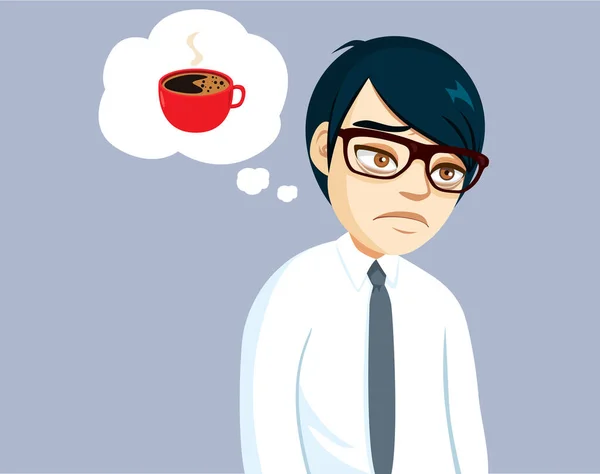 年轻的亚洲商人一心想喝咖啡就累了 — 图库矢量图片