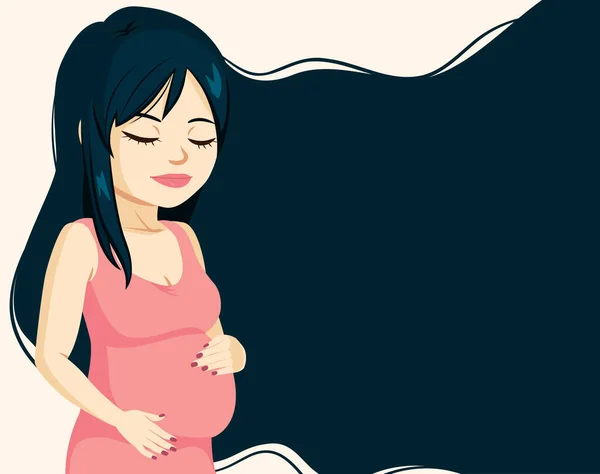 Schöne Schwangere Frau Mit Langen Haaren Kopierraum Hintergrund — Stockvektor