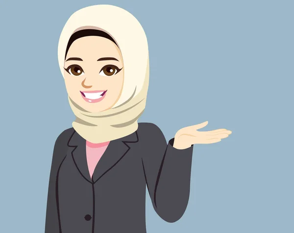 Belle Jeune Femme Musulmane Asiatique Faisant Montrant Geste Main Sur — Image vectorielle