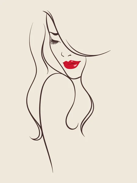 Beauty salon design. Portrait of pretty young woman vector illustration — Stock Vector