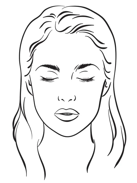 Hermosa mujer con los ojos cerrados. Carta facial Maquillaje Artista Plantilla en blanco Vector . — Archivo Imágenes Vectoriales