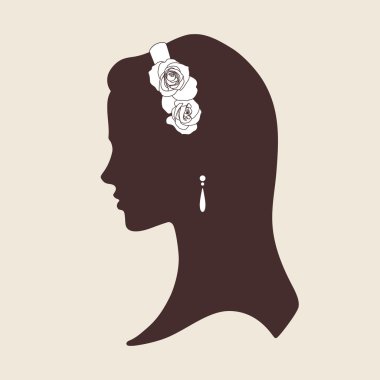 Tasarım siluet tacınla gelinin düğün gül vektör çizim yapılan