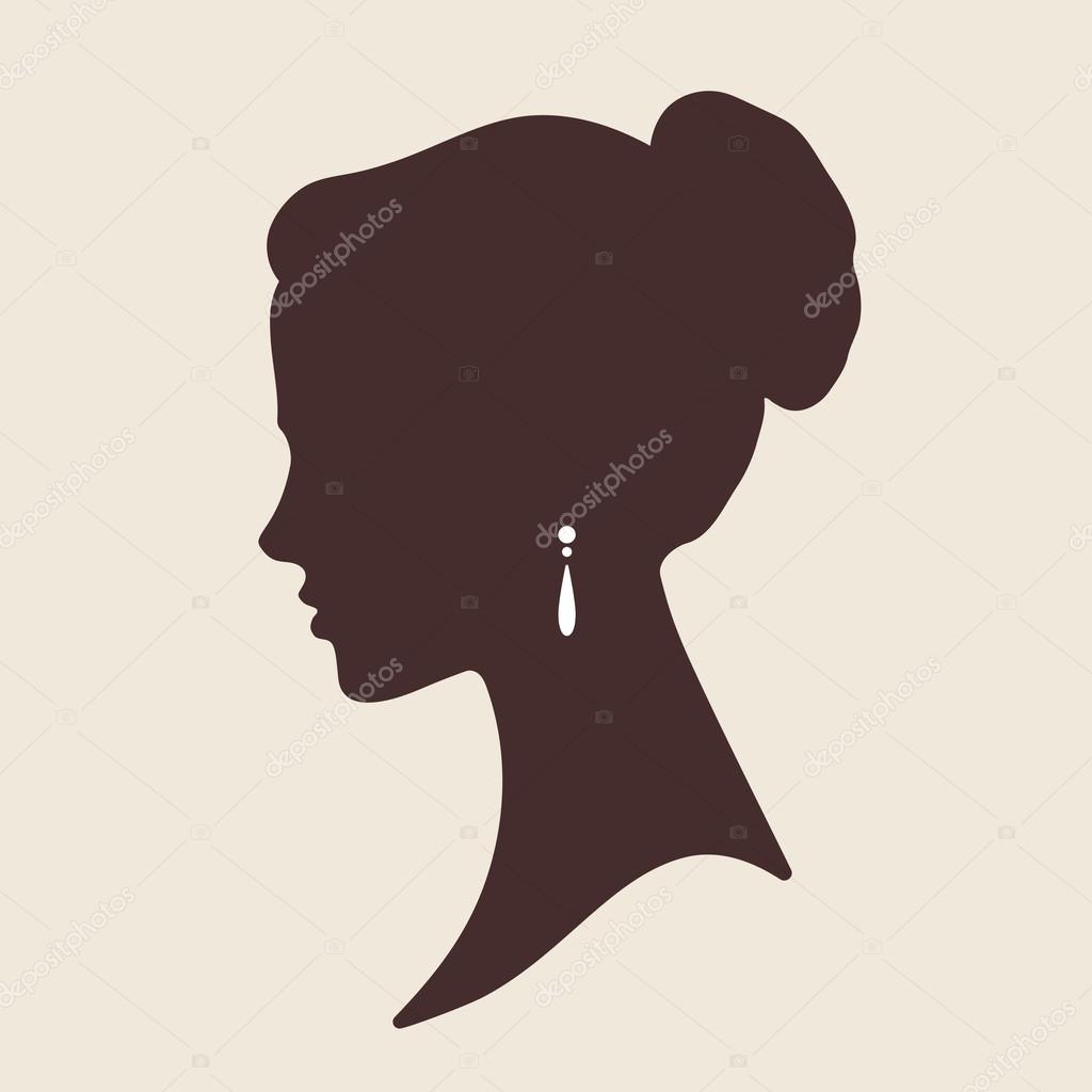 Vector elegant lady face silhouette