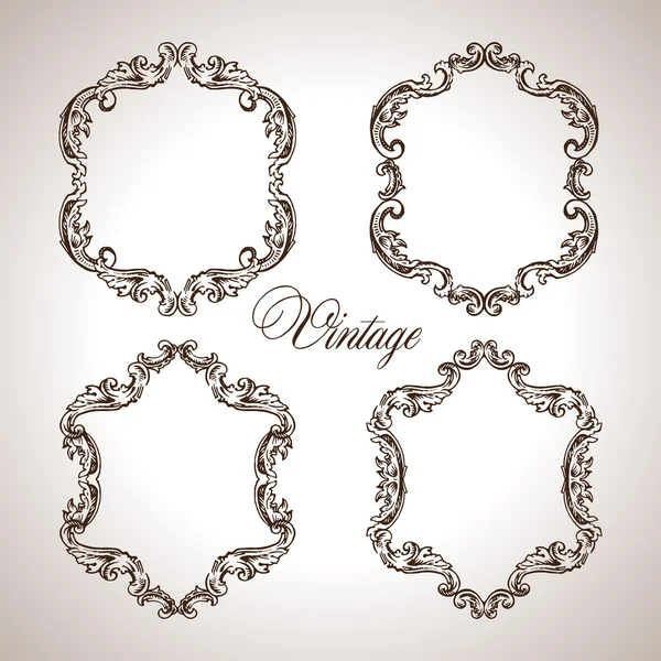 Vector calligraphic engraving frames set — Stockvector