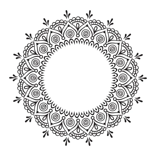 Coloring book pages for kids and adults. Hand drawn abstract design. Decorative Indian round lace ornate mandala — Stock Vector