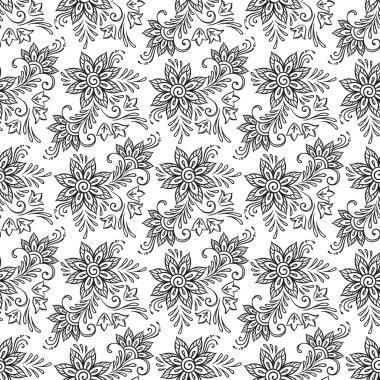 Çiçek seamless modeli. Çocuklar ve yetişkinler için vektör çizim boyama kitabı