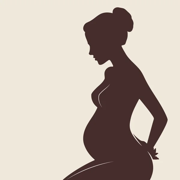 Silhouette of beautiful pregnant woman Vector illustration — Stock Vector