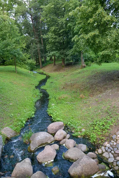 Stream with boulders in park — Stock Photo, Image