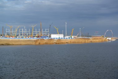 İnşaat alanında 2018 Dünya Kupası oyunları taşımak için stadyum görünümünü. Kaliningrad