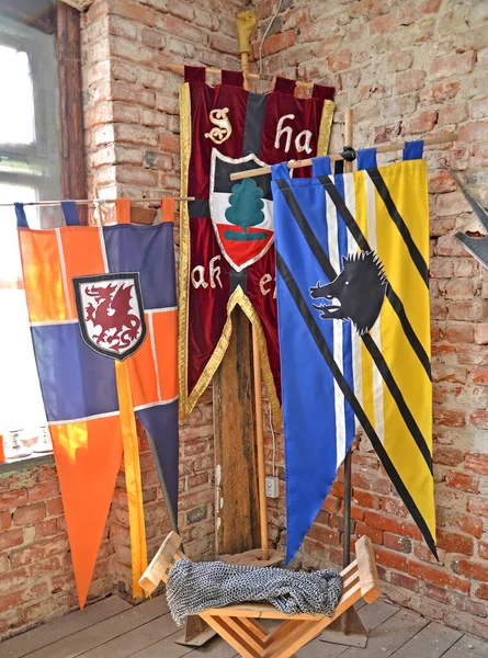 Região Kaliningrad Rússia Maio 2018 Exposição Museu Com Bandeiras Cavalaria — Fotografia de Stock