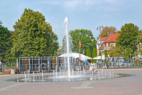 Marlbork Poland 2018年8月24日 Casimir Jagiellonchik广场的城市喷泉 — 图库照片
