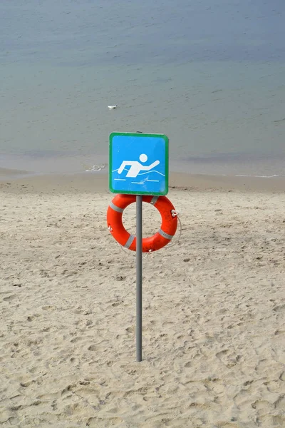 Lifeline Sign Deserted Beach Coast Baltic Sea — Stock Photo, Image