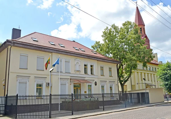 Sovetsk Russia 2019年7月1日 立陶宛总领事馆和基督复活天主教教堂的建设 加里宁格勒地区 — 图库照片