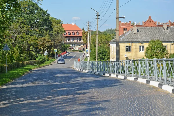 Ozersk Russia Ağustos 2019 Moskovskaya Caddesi Angrapa Nehri Üzerindeki Köprü — Stok fotoğraf