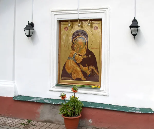 Icon Mother God Skill Facade Michael Cathedral Holy Assumption Pskov — Stock Photo, Image