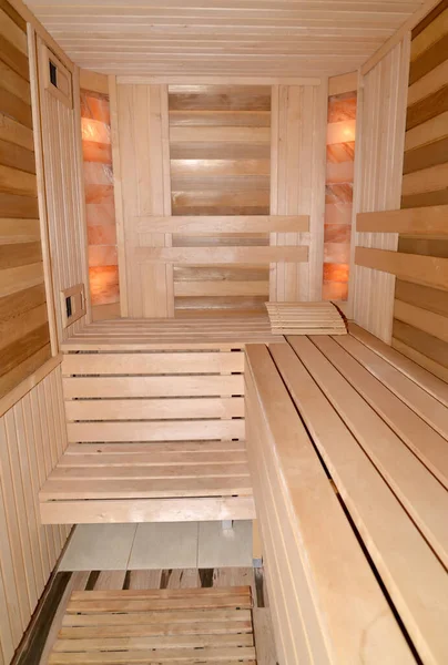 Interior Illuminated Sauna Royalty Free Stock Photos