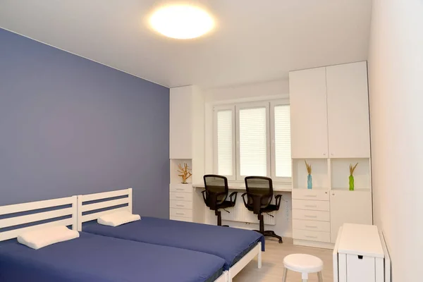 Muebles Blancos Interior Dormitorio Moderno — Foto de Stock