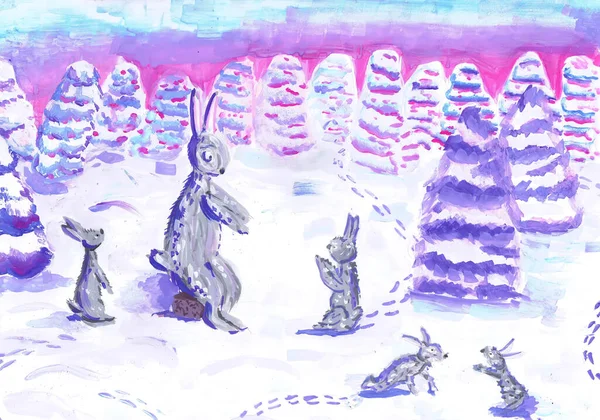 Повесть Мамин Сибиряк Сказка Храброго Зайца Детский Рисунок — стоковое фото