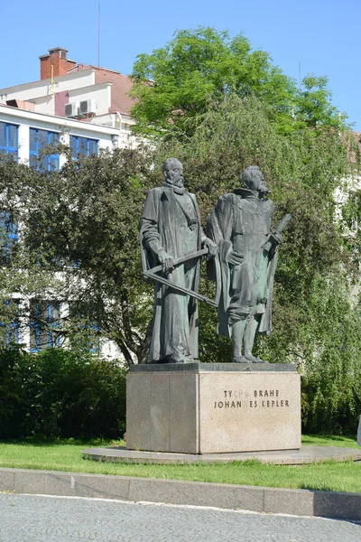 Prag. monument till johann kepler och tyst braga — Stockfoto