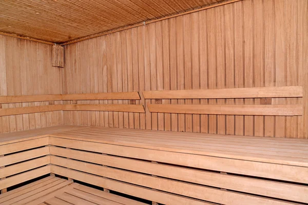 Ofenbank in einer Sauna. Innenraum — Stockfoto