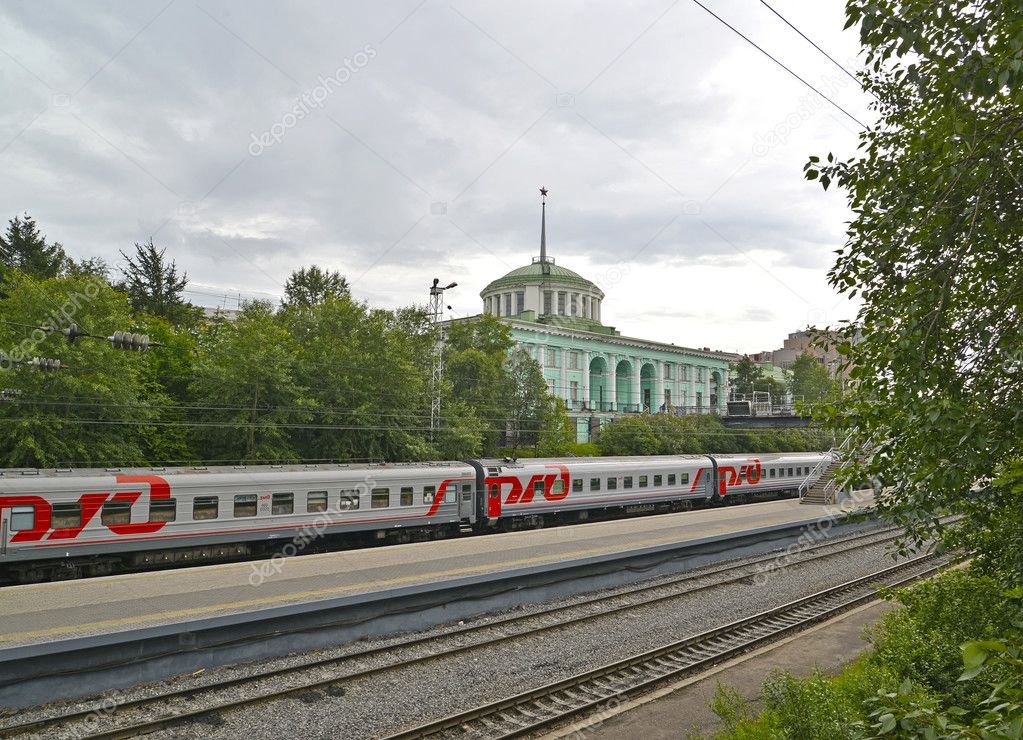 MURMANSK, RUSSIA - JULY 17, 2015: A view of the Murmansk railway station from rails