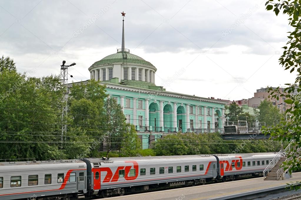 MURMANSK, RUSSIA - JULY 17, 2015: A view of the Murmansk railway station from a platform