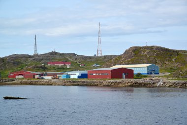 Fish plant on the bank of the Barents Sea. Murmansk region