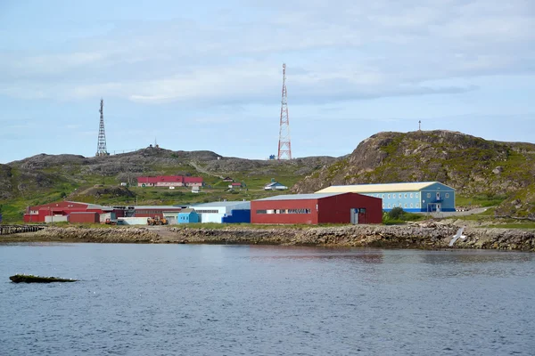 Fish plant on the bank of the Barents Sea. Murmansk region — Stok fotoğraf