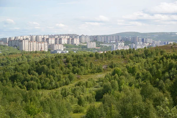 亩的城市居住小区的全景 — 图库照片