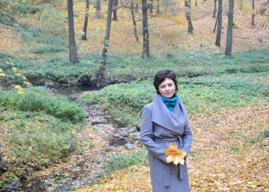 Bir akış sonbahar Park yakınındaki kadın ortalama yıllık anlamına gelir