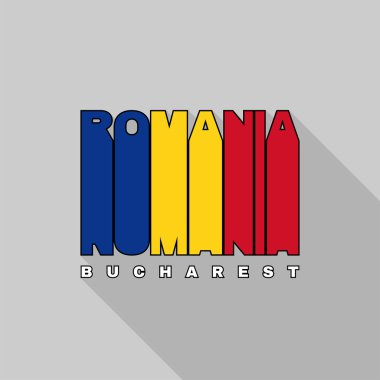 Romanya bayrağı tipografi, t-shirt grafik