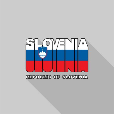 Slovenya bayrağı tipografi, t-shirt grafik
