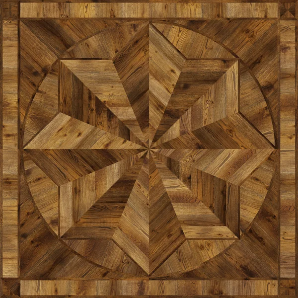 Medalhão design grunge piso em parquet, textura sem costura de madeira para interior 3D — Fotografia de Stock