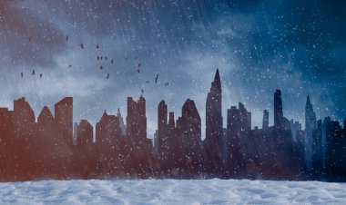 Karanlık şehir ve kardaki elektrik kesintisi