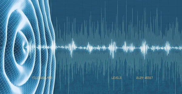 Mavi Ses Dalgası Ses Müzik Bilimsel Teknoloji Arka Planı — Stok fotoğraf