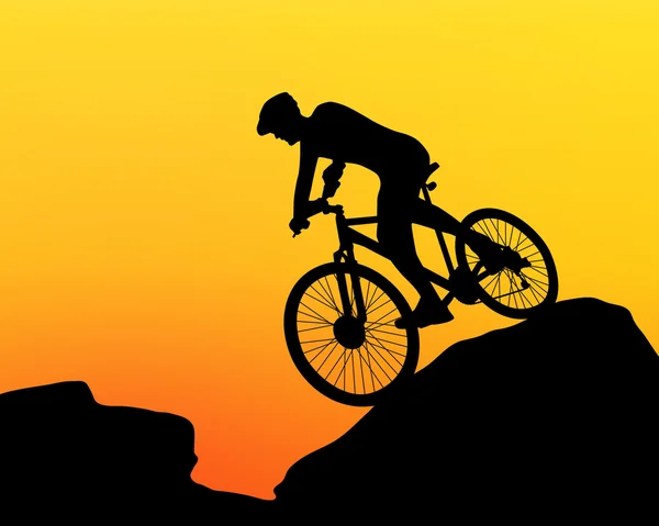 サイクリスト シルエット極端な自転車に乗ること — ストックベクタ