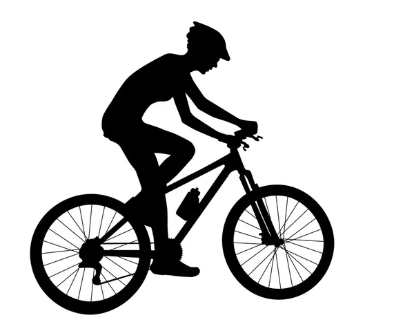 Silueta de mujer ciclista — Vector de stock