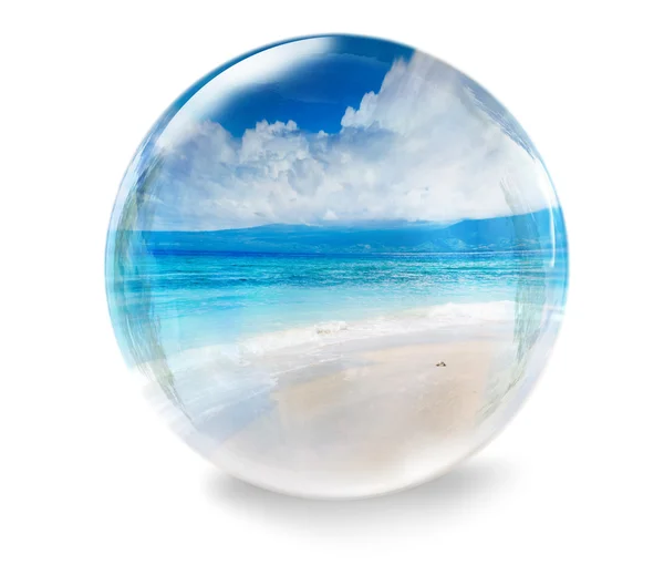 Glass ball with sea — Stock Photo, Image