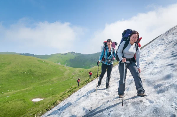 山の中をハイキングし — ストック写真