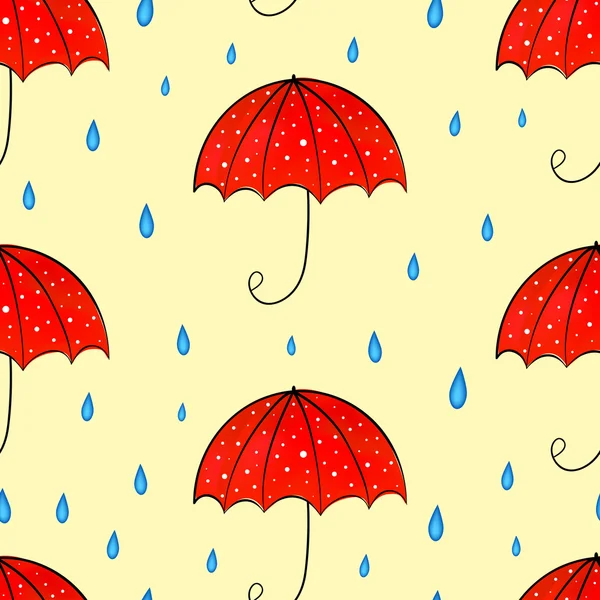 Paraguas y patrón sin costuras de lluvia — Vector de stock