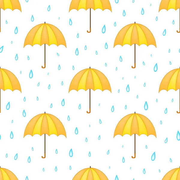 Paraguas y patrón sin costuras de lluvia — Vector de stock