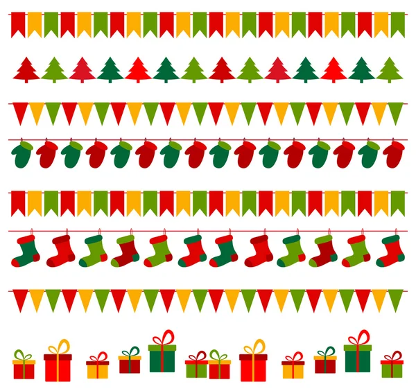 圣诞彩旗和礼物 — 图库矢量图片