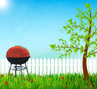 arka bahçede su ısıtıcısı Barbekü Izgara